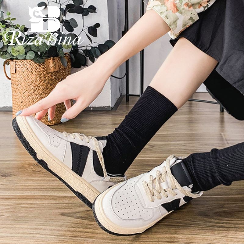 Resabina 2022 Ins Style Genuine Leather Women Sneakers Spring Casual Women Shoes Home Shoes Female Size 35-39