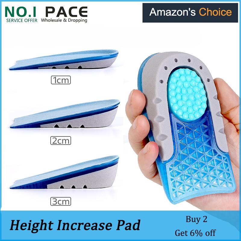 NOIPACE Invisible Height Increase Insoles Silicone Gel Heel Cushion 1-3cm Elevators Insert Soles Women Men Half Increasing Shoe Pads