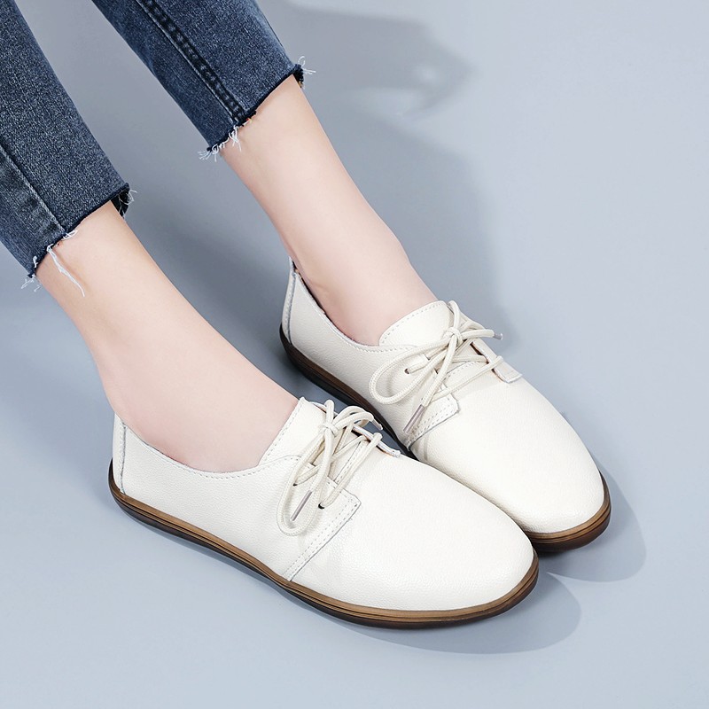 Women Genuine Leather Loafers Women Casual Shoes Comfortable Flat Shoes Casual Ladies Slip On Vulcanized Shoes Office Shoes 41