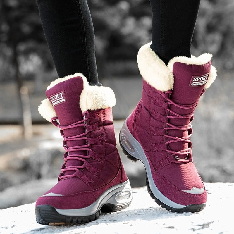 New winter women boots high quality keep warm mid-calf snow boots women lace-up comfortable ladies boots chausiras femme