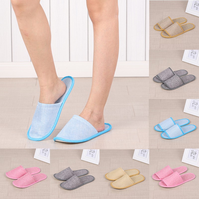 1 Pair Hemp Slippers Simple Men Women Hotel Travel Spa Portable Folding House Disposable Home Guest Indoor Slippers Plus Size