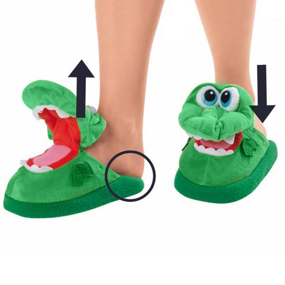 Winter Warm Indoor Slippers Shoes Funny Winter House Slippers Open Mouth Crocodile Unisex Shoes Animal Shaped Carpet Slippers