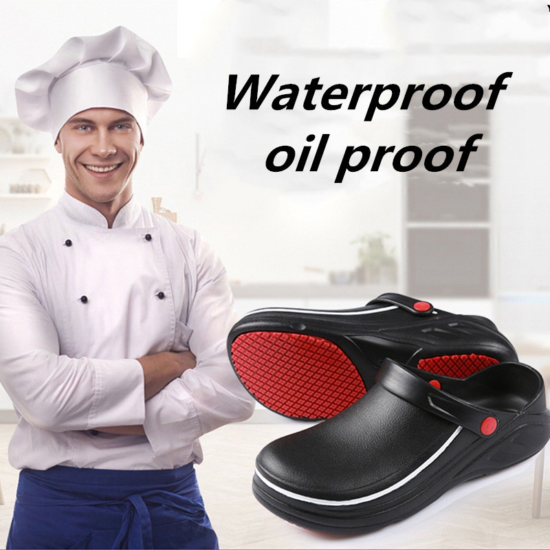 YEINSHAARS EVA Unisex Slippers Non-slip Waterproof Oil-proof Kitchen Work Cook Shoes for Chef Master Hotel Restaurant Slippers