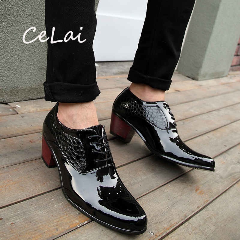 Men Wedding Sneakers Increase Leather Shoes Men Oxford Platform Shoes Pointed Toe Work Shoes High Heel Dress Sabatos G16