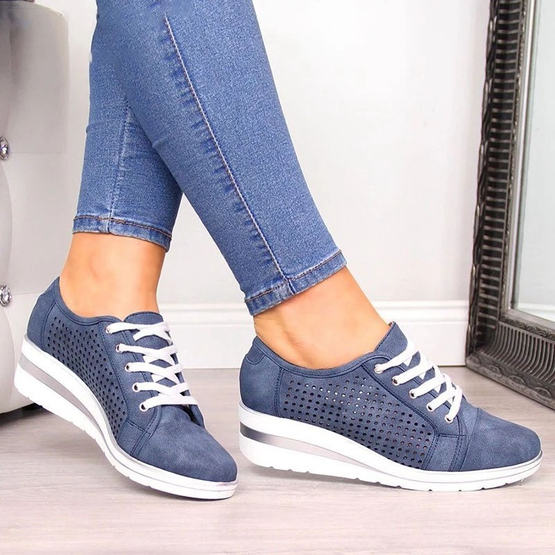 2021 Women Casual Shoes Fashion Hollow Out Summer Women Shoes Breathable Mesh Sneakers Ladies Lace Up Loafers Shoes