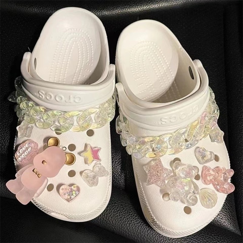 Luxury Charms for Crocs JIBZ Designer Clog Shoes Embellishment Flower Metallic Pearl Shoe Accessories Bling Rhinestone Croc Charms