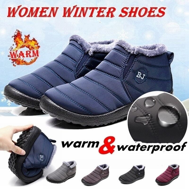 Women Winter Waterproof Snow Boots Women's Plush Thick Warm Boots Female Anti-slip Plush Boots Size 43 Winter Boots