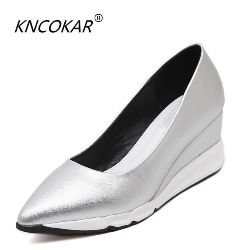 KNCOKAR-Women's Platform Slip-On Shoes, Flat Heel & Slope Boots, Spring & Summer