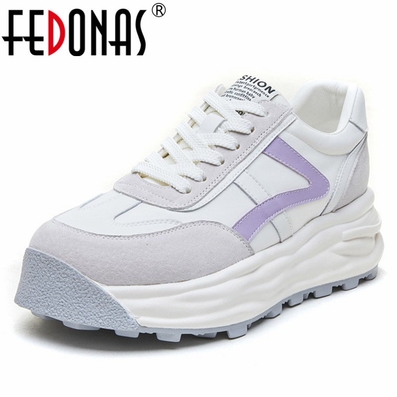 FEDONAS Women Sneakers Spring Summer Fashion Mixed Colors Splicing Platforms Genuine Leather Casual Students Sneakers Woman
