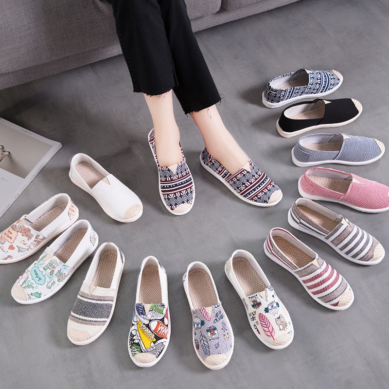 Single Flat Bottom Lazy Fisherman Canvas Shoes 2022 New Style Casual Korean White Canvas Women's Shoes