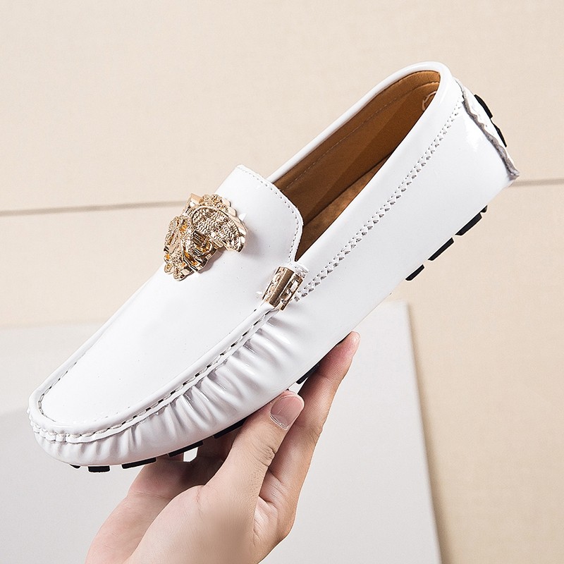 2022 spring and autumn new men's classic white men's shoes peas leather shoes breathable trend leather shoes moccasins