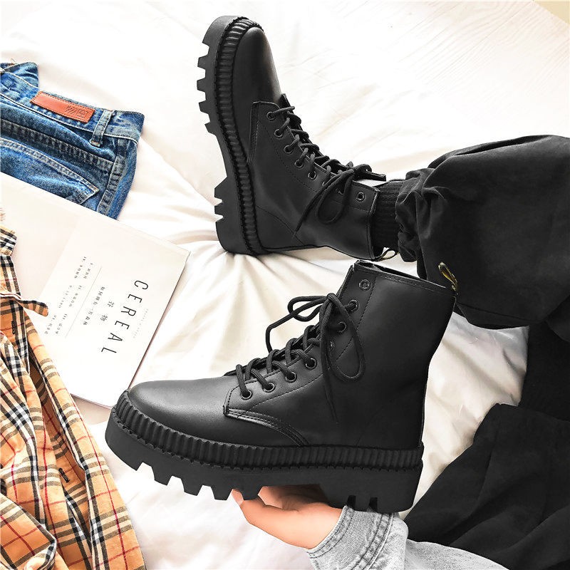 Thick Cloth Base Mid-top Men Boots Autumn British Trend Boots Hight Top Korean Casual Shoes 2022 Winter New Black