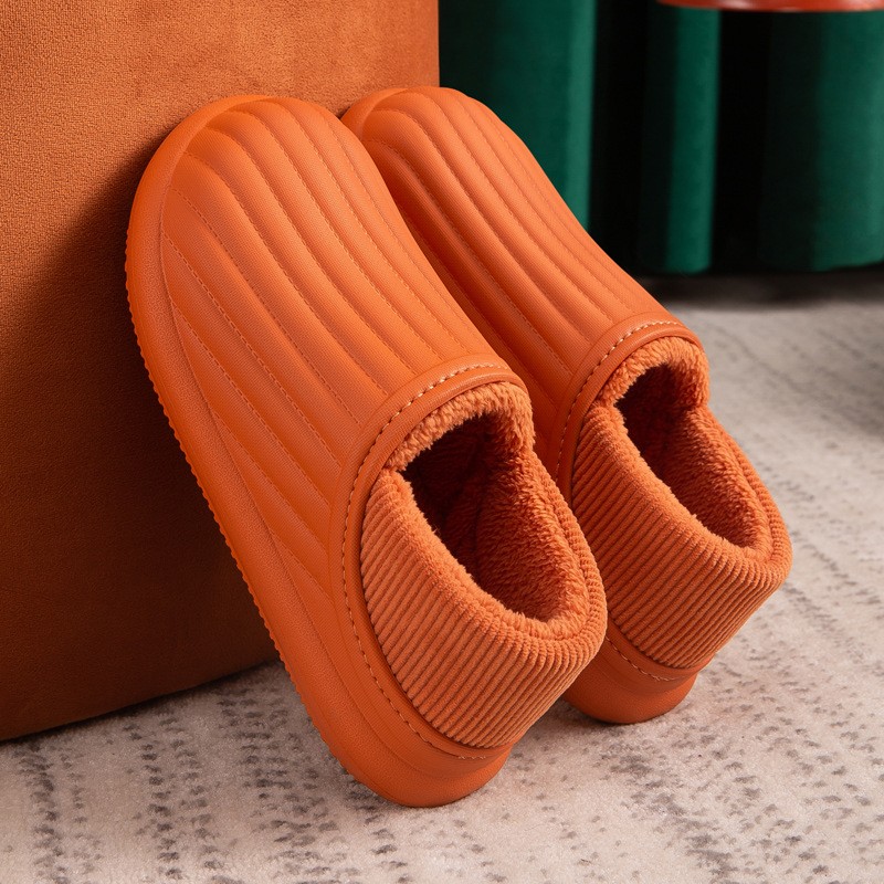 2021 Waterproof Cotton Slippers Thick-soled Plush Winter Warm Home Indoor Slippers Outdoor Slippers Memory Foam For Couples Shoes