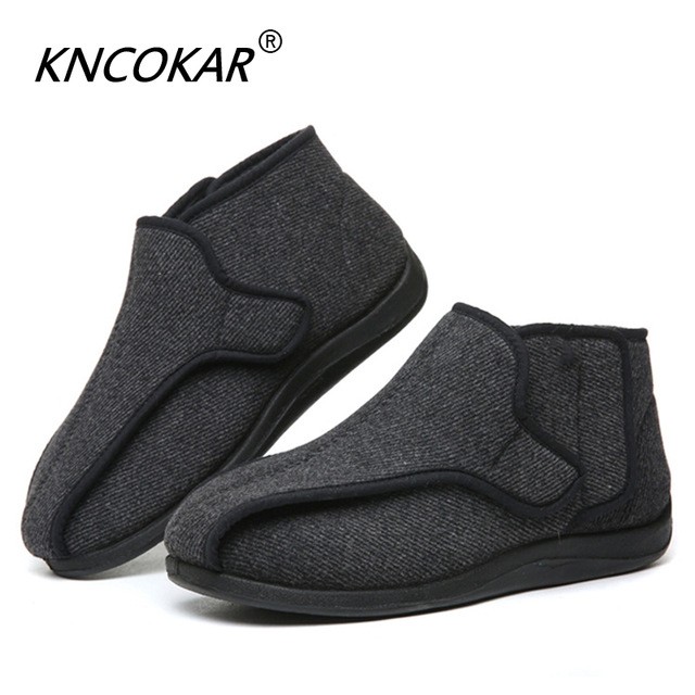 KNCOKAR New Expansion Wool Shoes Fat Swollen Deformation Hallux Valgus Foot Wide Elderly Diabetic Shoes Plus Size 41-48