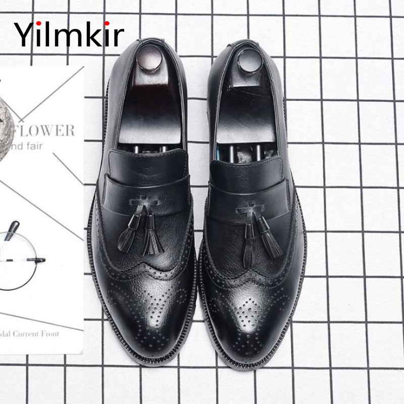 Business office men's formal wear professional all-match flat shoes fashion popular oxford leather party casual walking shoe