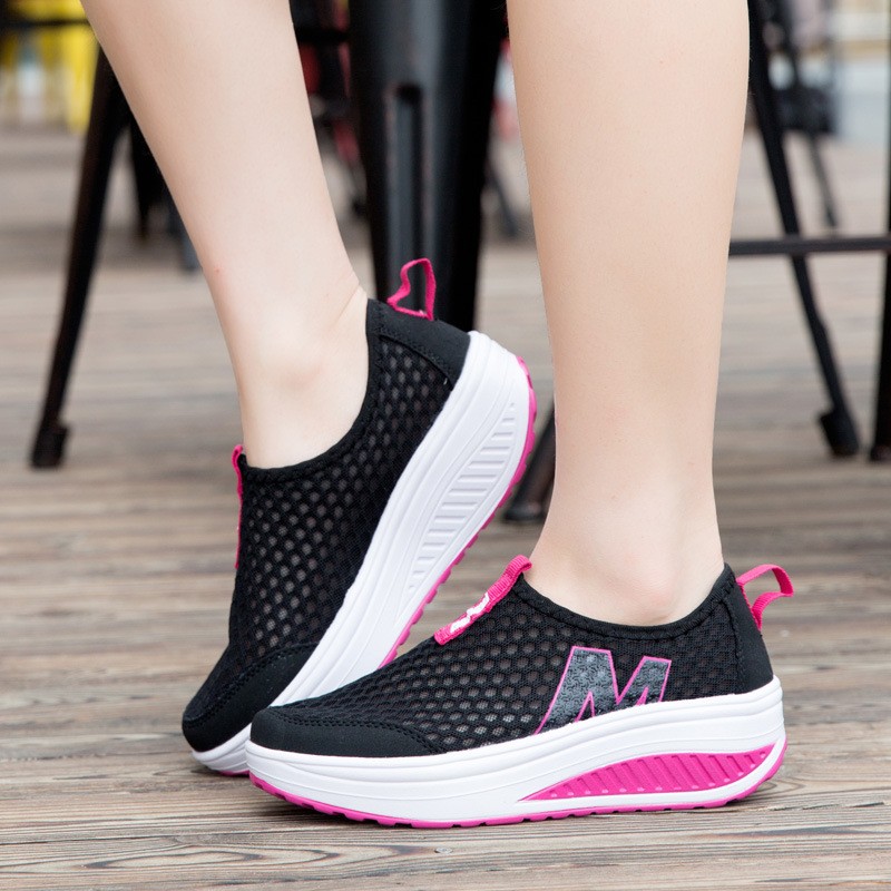 Women's Height Cushioning Shoes Casual Platform Breathable Soft Cushioning Sneakers Light Mesh Platform Vulcanized Shoes