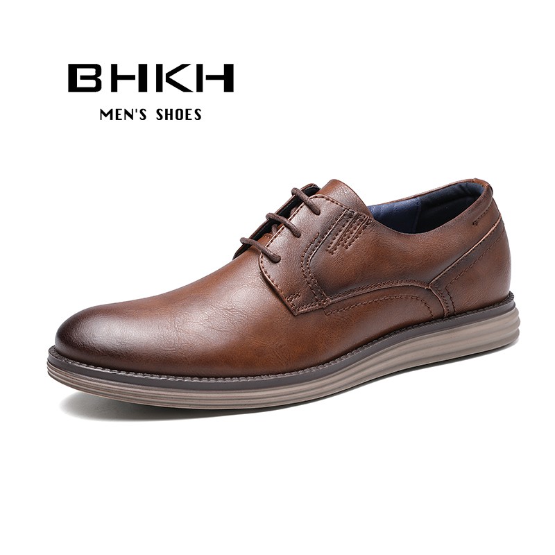 BHKH 2022 Autumn/Winter Leather Men Casual Shoes Smart Business Office Work Lace-up Dress Men Shoes