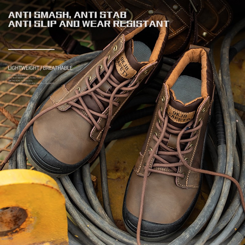 New anti-scalding work shoes for electric welders men anti-smash and anti-puncture lightweight breathable high-top work shoes