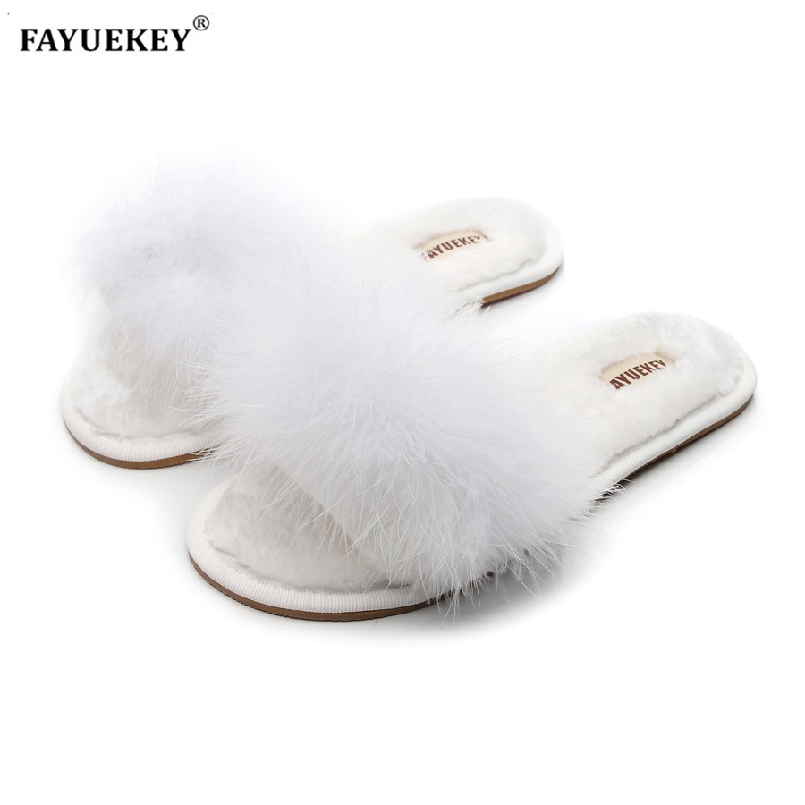 Vauekey - Home Faux Fur Slippers Flat Women Shoes Spring Summer Winter 2020 Free Delivery