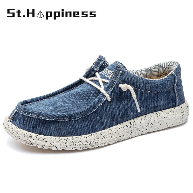 2022 New Summer Men Canvas Shoes Fashion Casual Soft Breathable Beach Shoes Lightweight Slip On Driving Loafers Plus Size 48