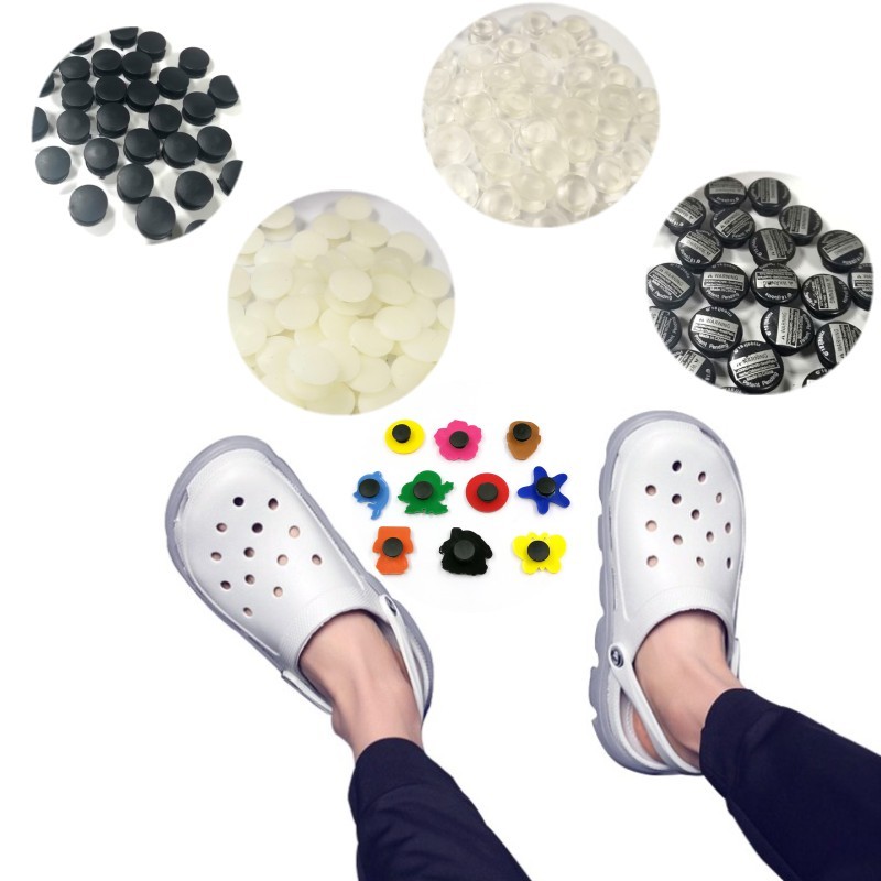 500pcs different sizes plastic buckles DIY accessories black transparent buttons fit sandal shoes back buckle of shoe charms