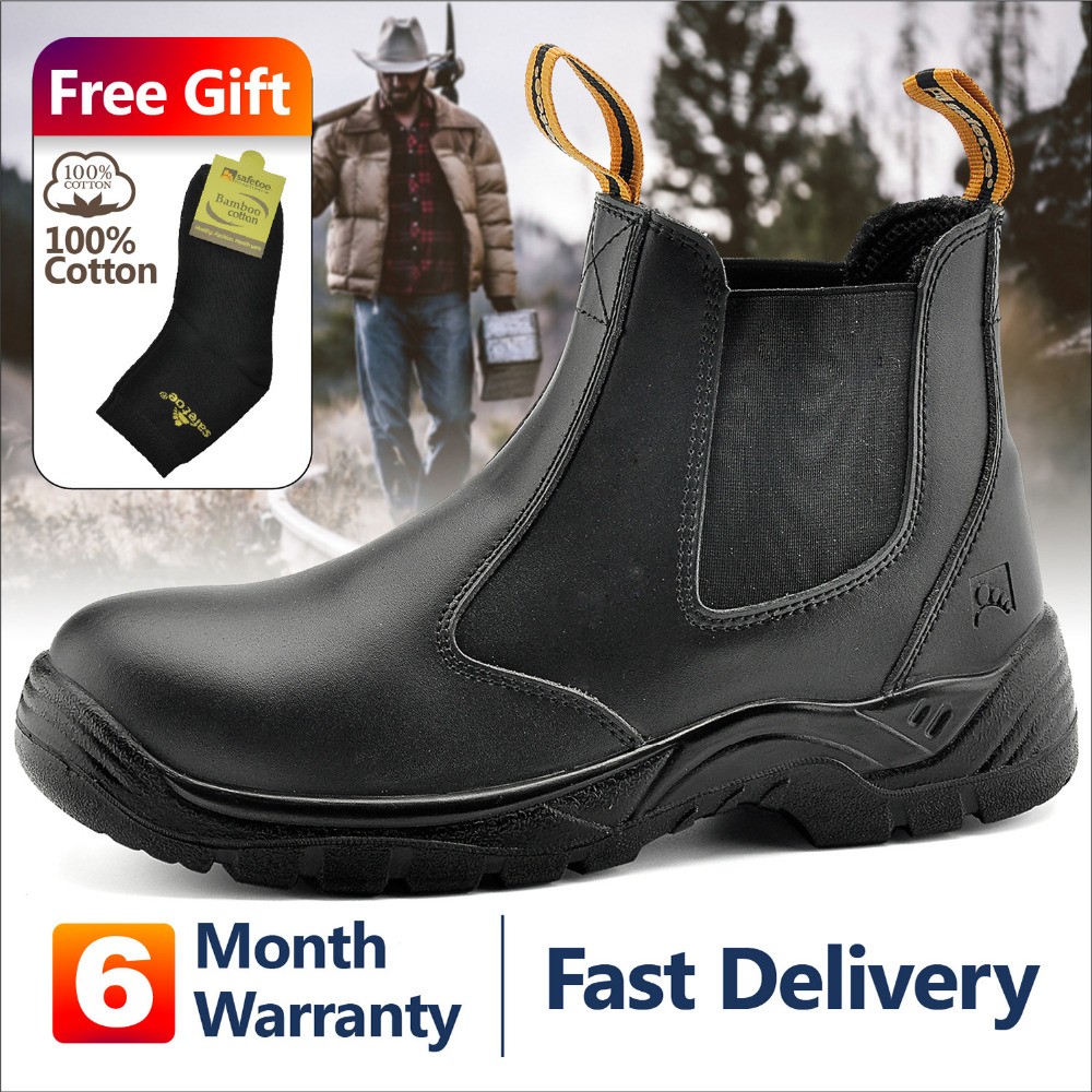 Safetoe S3 Safety Shoes with Steel Toe Cap, Lightweight Breathable Work Boots Leather Waterproof Men Women Botas Hombre