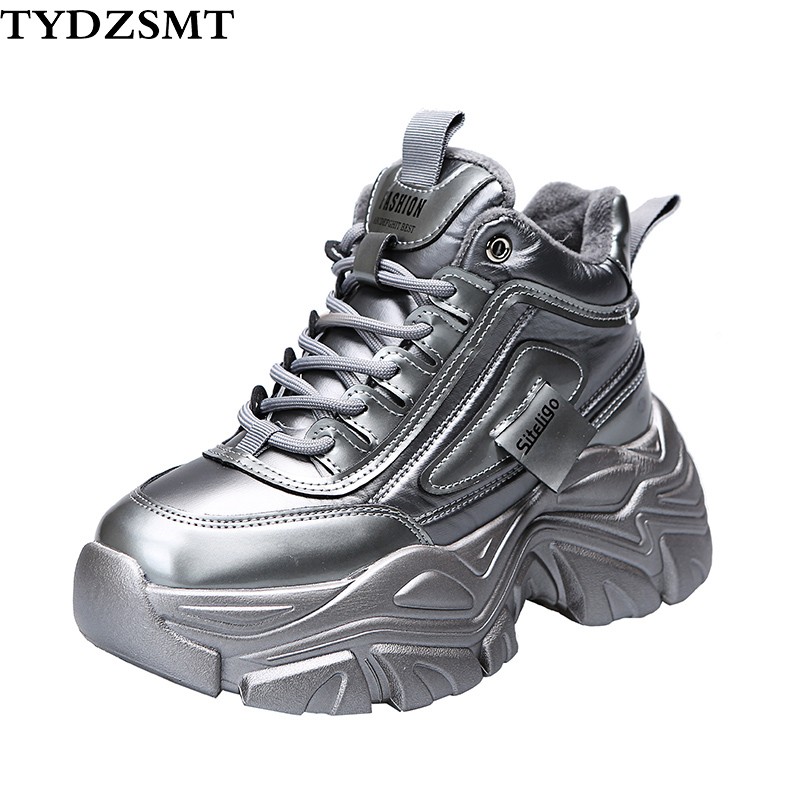 TYDZSMT 2022 Sneakers High Heels Chunky Platform Winter Flex Sneakers Women Fashion Female Sneakers Black Wedges Shoes Women