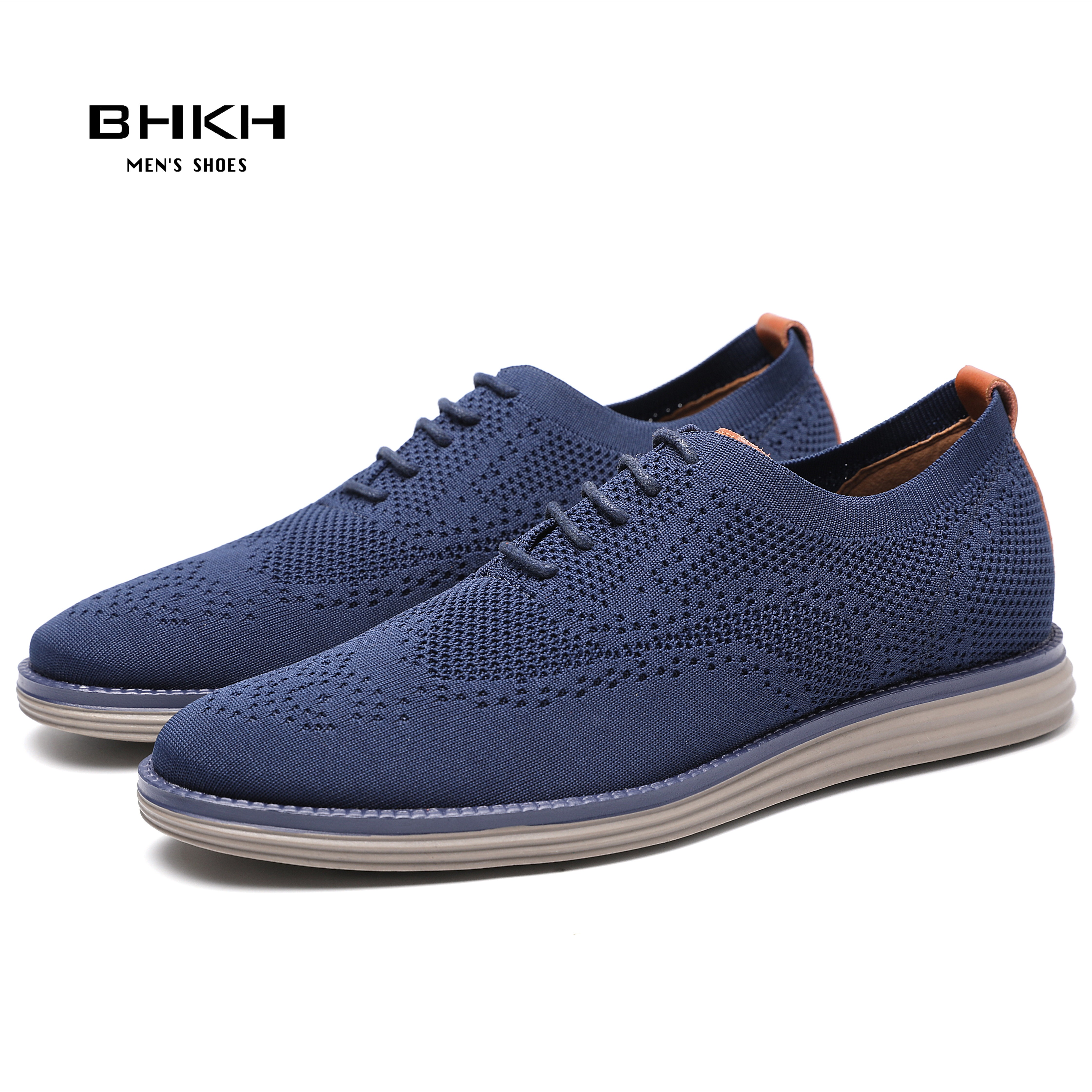 BHKH 2022 Breathable Knitted Mesh Casual Shoes Lightweight Smart Casual Shoes Office Work Shoes Men's Shoes