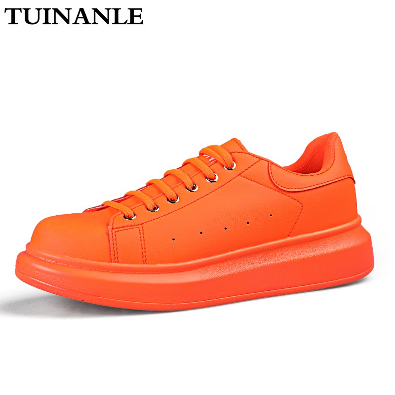 2022 Fashion Women Sneakers Vulcanized Shoes Lover Lace-up Casual Shoes Orange Basket Shoes Breathable Walking Sewing Men Flats