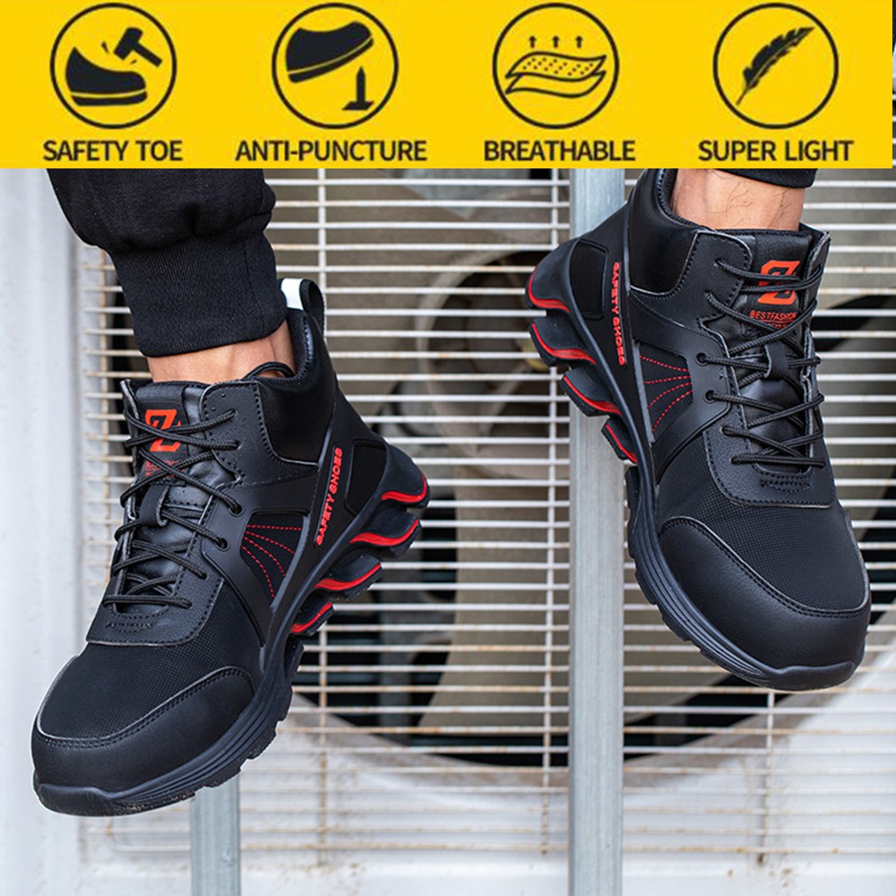 Steel Toed Anti-smashing Anti-stab and Penetration Safety Shoes Breathable Deodorant Non-slip Welding Work Shoes for Men