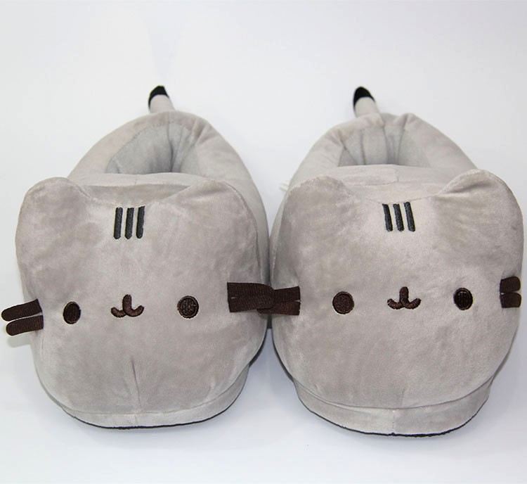 Unisex Full Covered Winter Cat Slippers Warm Plush Cute Bedroom Indoor Shoes For Men Women Home Use