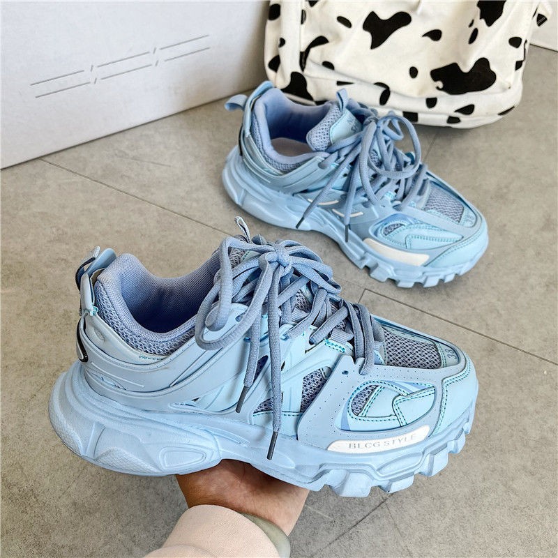 Brand Design Blue Color Women Sneakers 2021 New Fashion Woman Chunky Sneakers Lovely Pink Dad Shoes Trendy Girls Casual Shoes