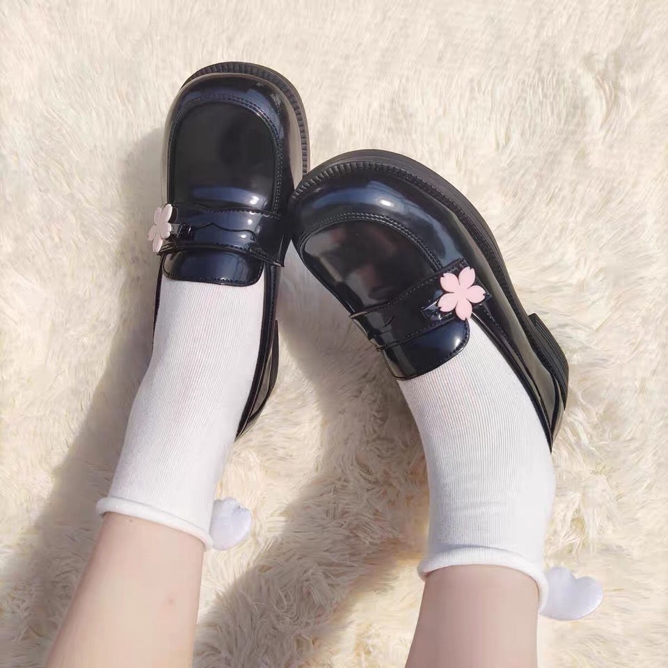 British Style Classic Women Shoes Pink Kawaii Sakura Girl Shoes Lolita Shoes 2022 Summer Fashion Women Casual PU Slip On Mary Janes Shoes