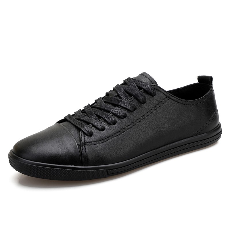 Men's Genuine Leather Casual Shoes Fashion Designers Flats Black Sneaker High Quality Minimalist Shoes For Men Vulcanized Shoes