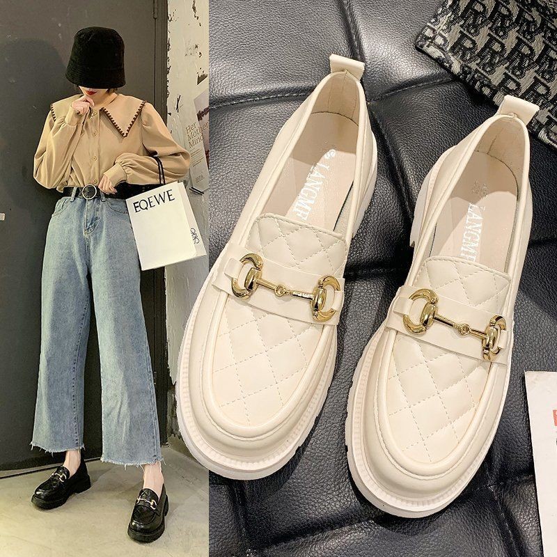 Casual leather small leather shoes women's spring 2022 new student versatile low-heeled women's shoes British style