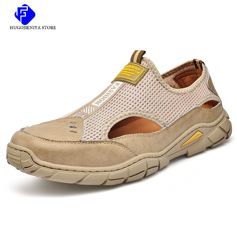 men sandals 2022 beach shoes new summer sandals male genuine leather shoes man casual shoes for men black flip flops slippers