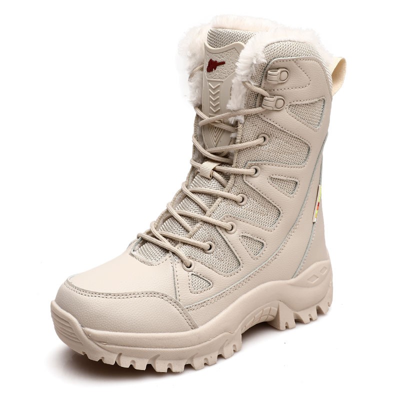 High Quality Winter Leather Women Boots Plush Warm Snow Boots Waterproof Outdoor Sneakers