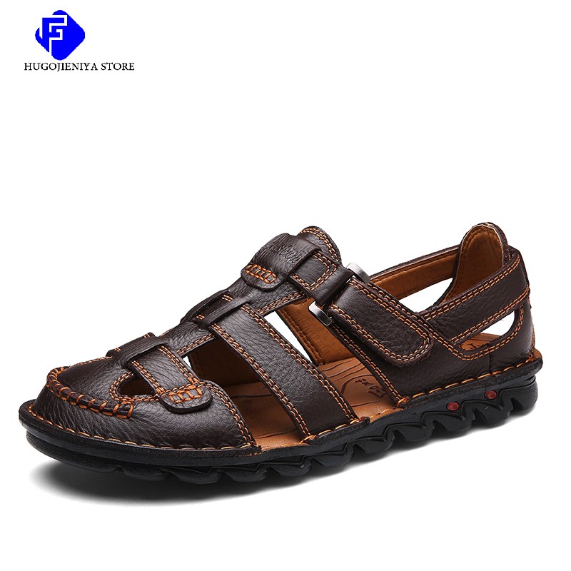 2022 New Classic Men Sandals Summer Genuine Leather Sandals Men Lightweight Casual Sandals Fashion Men's Sandals Plus Size