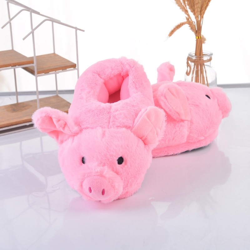 Cute Pink Toot Pink Pig Plush Slippers Home Indoor Piggy Soft Girl Heart Pig Warm Pig Cotton Slippers For Ladies