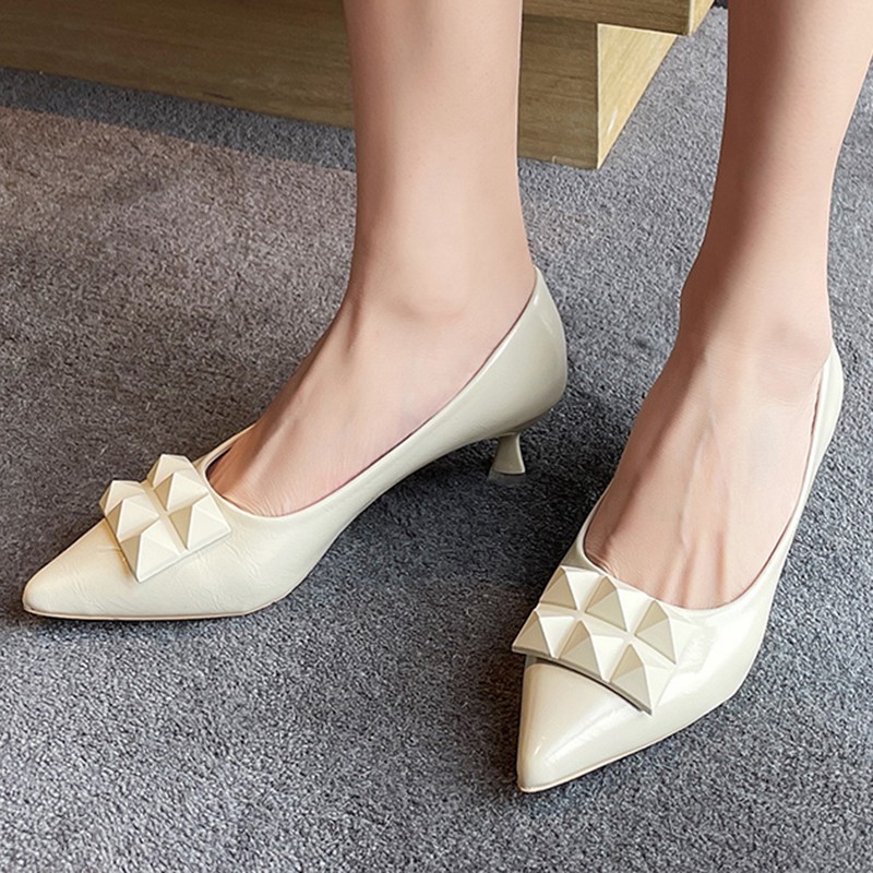 Lucyever Pu Leather Pointed Toe Pumps Women 2021 Fashion Slip on 5cm Ol Office Ladies Shoes Solid Color Shallow High Heels Woman