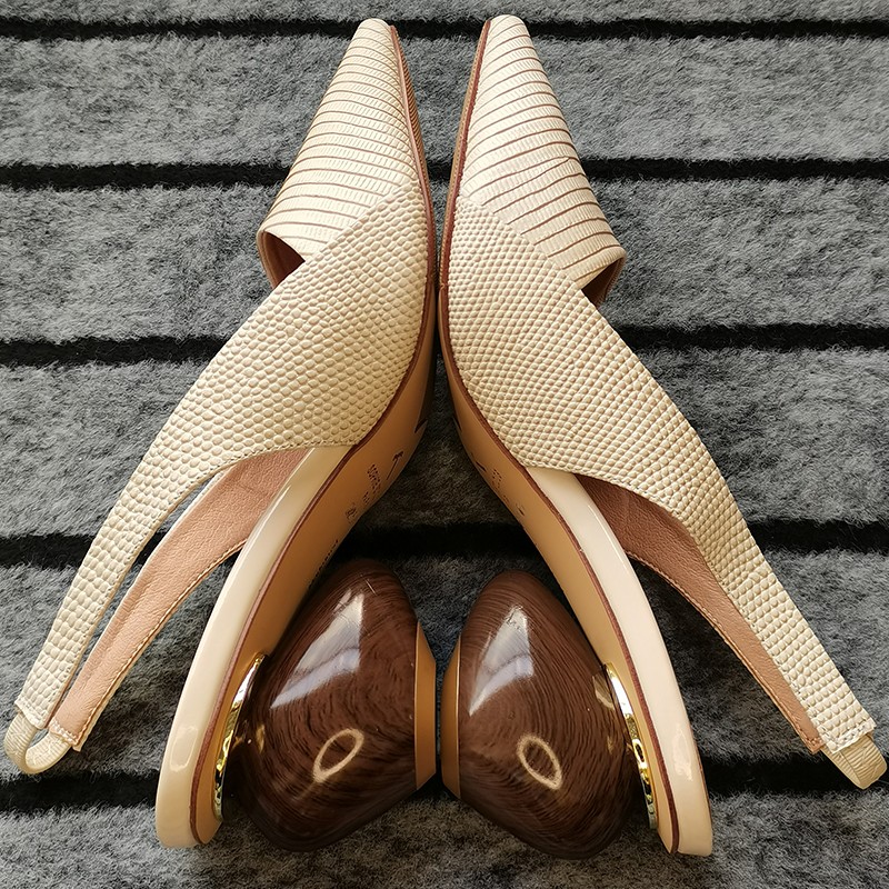 2021 women sandals natural leather shoes plus size 22-26.5cm summer ladies shoes lizard sheepskin high heels pumps exotic style