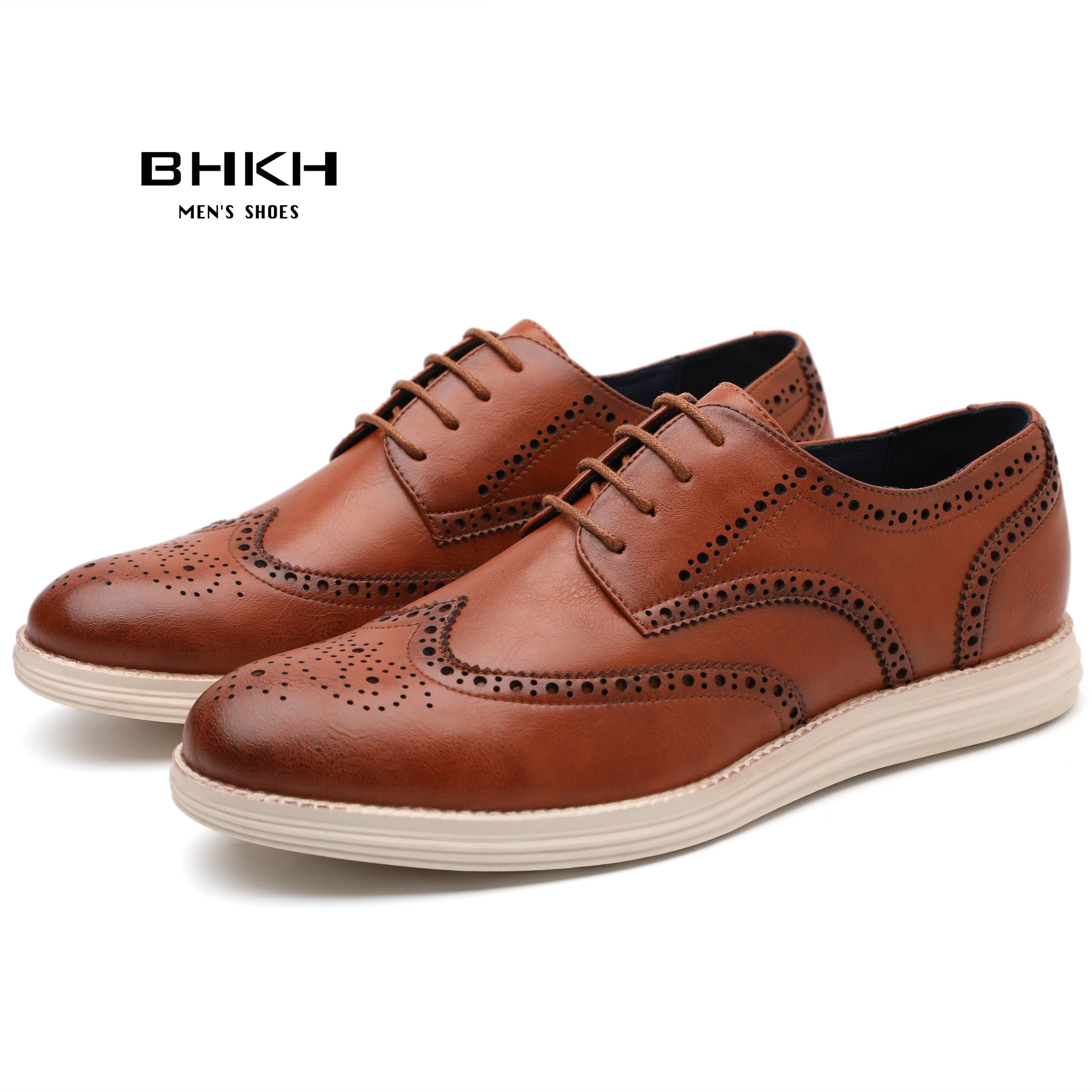 BHKH 2022 Autumn Genuine Leather Men Dress Shoes Fashion Lace-up Man Casual Shoes Work Smart Work Office Shoes light weig