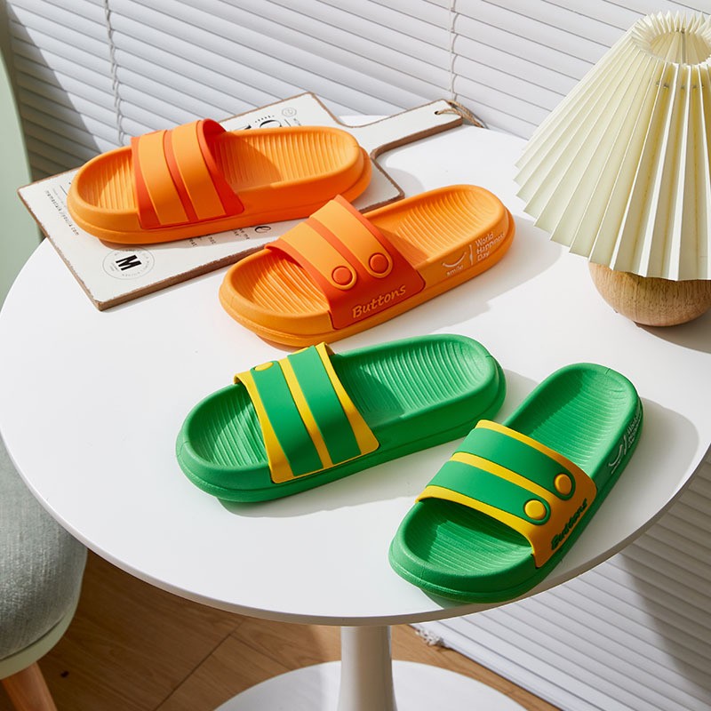 Women Home Platform Slippers Female Fashion Beach Slides Summer Candy Colored Button Strap Non-slip Sandals Chaussure Femme