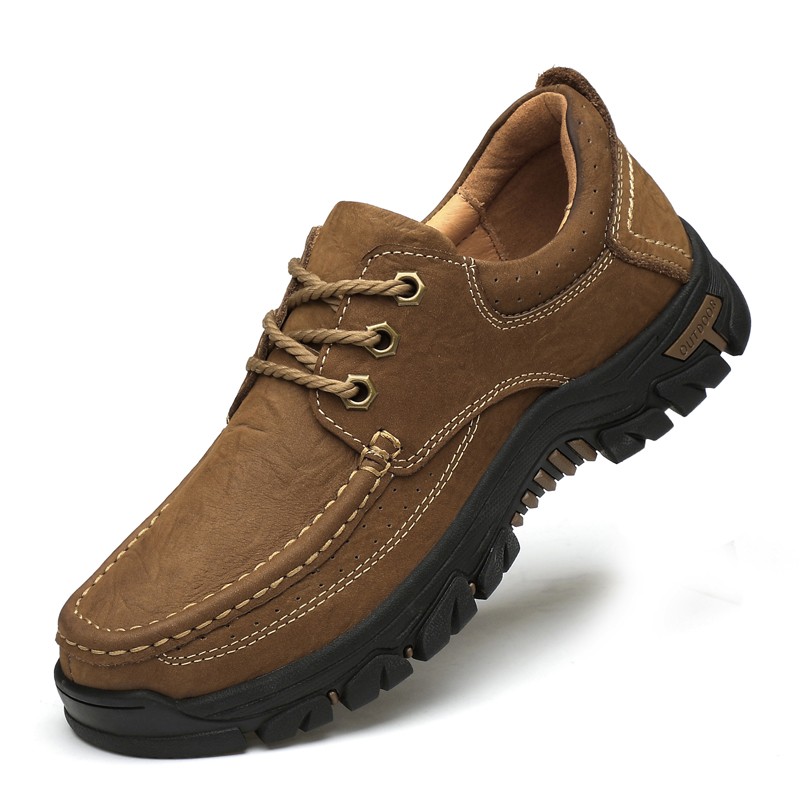 Men's casual shoes outdoor sports shoes men's flat shoes non-slip platform men's genuine leather shoes comfortable band hiking shoes