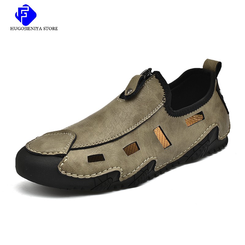 2022 New Summer Men's Soft Leather Casual Shoes Luxury Fashion Soft Loafers Moccasins Breathable Non-Slip Driving Shoes Big Size