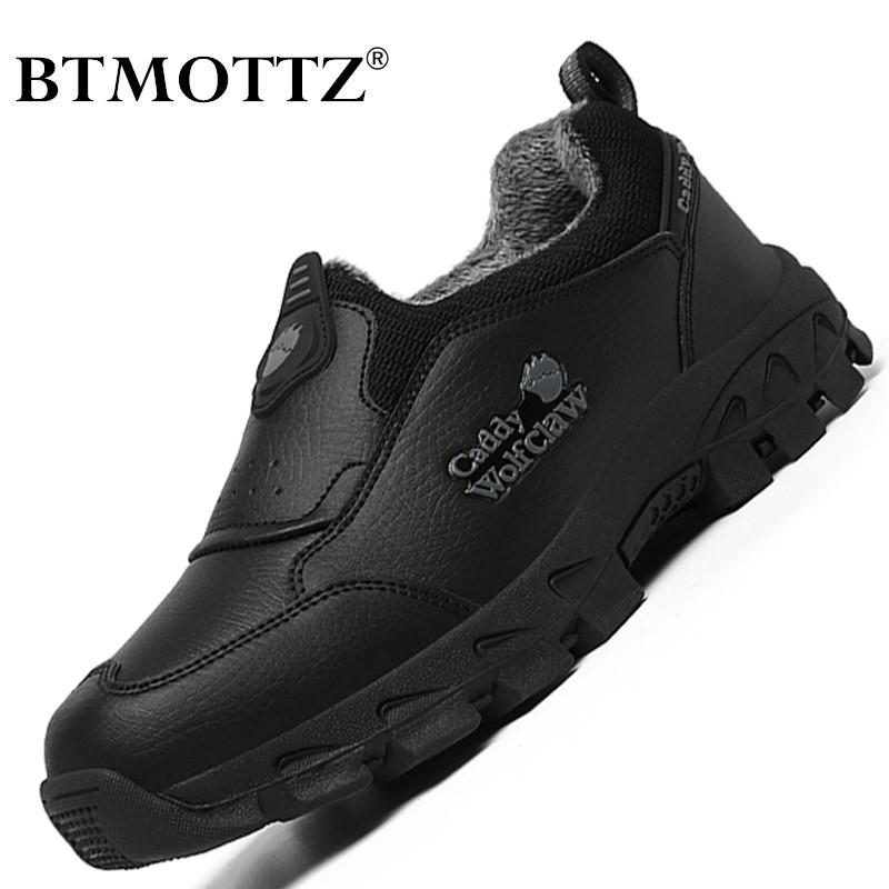 Winter Warm Fur Shoes Man Leather Designer Men Casual Sneakers Breathable Slip-on Men Outdoor Trekking Shoes Zapatillas Hombre