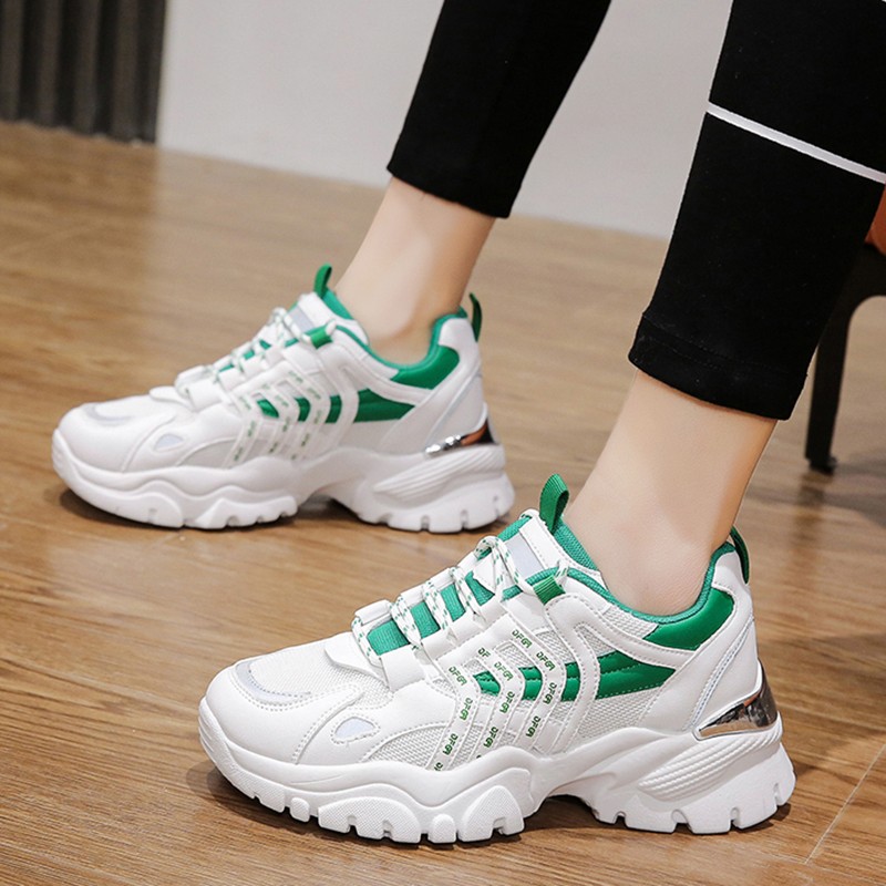 Rimocy 2022 Spring Women Platform Shoes Breathable Mesh Chunky Sneakers Women Spring Autumn Thick Bottom Lace Up Casual Shoes