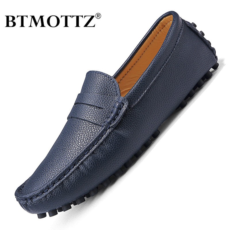 Men's shoes, genuine leather, casual moccasin shoes, breathable, soft, without laces, large size 39-50