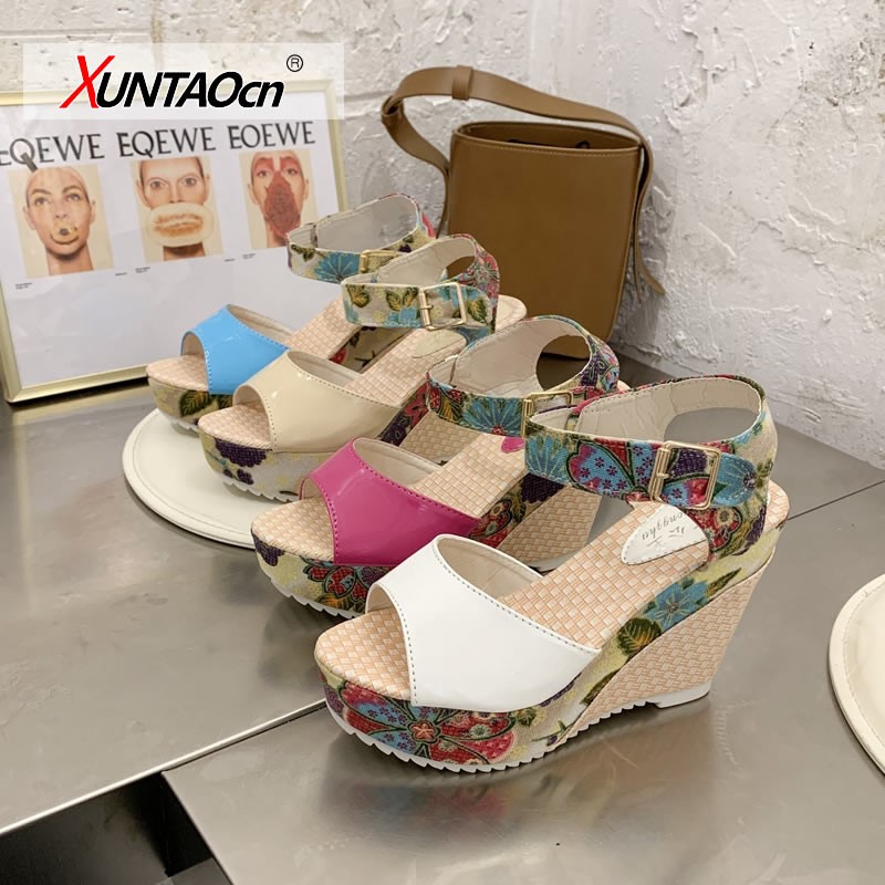 Women Sandals Summer Platform Wedges Casual Shoes Floral Ladies Super High Heels Open Toe Women Slippers Sandalias Zapatos Mujer