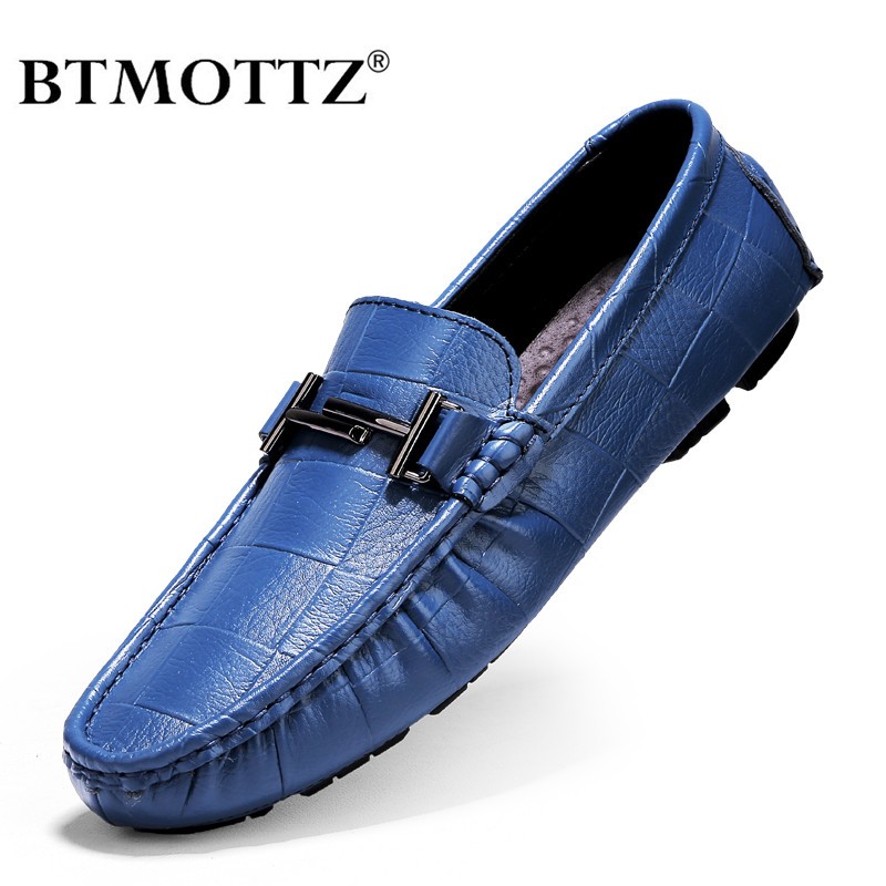 BTMOTTZ - Genuine Leather Men Moccasin Shoes, Driving Shoes, Breathable, Italian Luxury Brand, Handmade